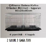 Metal Kuş Kafesi 60x28x40 cm – Bölmeli Izgaralı, 4 Kapı, 4 Yemlik ve 2 Suluklu, Çifthane ve Üretim İçin, Türkiye Malı