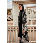 Marina Desenli Siyah Kimono Kaftan P2401