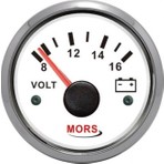 Mors Voltmetre 12V Beyaz Çap: 55MM