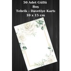 Emtory Home Gül Model | 50 Adet Tebrik Kartı - Toka Kartı - Kuşe Kart -Teşekkür Kartı - Davetiye Kartı