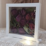 Verda Çerçeve Beyaz Ledli Çerçeve 20x20x5 cm Ahşap Moda Çiçek Şekilli Anı Çerçevesi