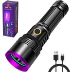 Micron 20W 365NM Profesyonel Güçlü Mor Uv Işık El Feneri Evcil Hayvan Idrarı Tespiti,  Para Kontrol Feneri