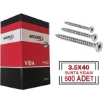 Akdeniz 3,5x40 Çinko Kaplama Sunta Vidası 500 Adet Dayanıklı ve Güvenilir Çözüm