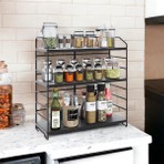 Decorelax Metal Ayarlanabilir Raflı 40CM Organizer Siyah Tezgahüstü Baharatlık Model-1