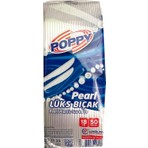 Poppy Plastik Tek Kullanımlık Lüks Bıçak - 18 Cm. - 3.40 Gram - Şeffaf - 50 Adetlik Paket