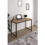 Flinder Çam/Siyah 120x60 Çalışma Masası, Bilgisayar Masası, Ofis Masası, Metal Ayaklı
