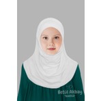 Betül Akbay Kız Çocuk Pratik Başörtü Pamuklu Meryem Model Beyaz
