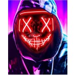 Seci Hallowen LED Işıklı Neon Maske 3 Modlu Parti Eğlence Maskesi Transparan Kırmızı LED Neon Maskesi