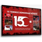 Decorita Cam Tablo | 15 Temmuz Demokrasi Köşesi | Kırmızı  Fon | 30 x 40 cm