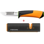 Fiskars 156018-1023619 Bileyicili Ağır Iş Bıçağı + 120740-1000601 Balta ve Bıçak Bileyici