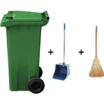 MCK Plus 1 Adet Yesil Plastik Çöp Konteyneri 120 Litre - Isıya Karşı Dayanıklı Copcu Faras Takimli