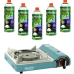 Orcamp Pro Portatif Seramik Kamp Ocak ve 5 Adet 227 gr Gaz Kartuş Seti