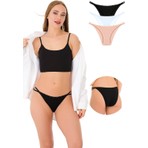 1025 Çift İp-Taş Detaylı Bikini Külot Paketi 1025-V1