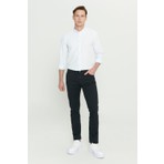 Altınyıldız Classics Erkek Siyah Diz İzi Yapmayan Slim Fit Dar Kesim 5 Cep Pamuklu Kanvas Esnek Chino Pantolon