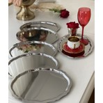 Elzem Tepsi Elzem Paslanmaz Çelik Oval Model 6 Lı Servis Tepsisi 20*25 cm Şık Sunum İçin
