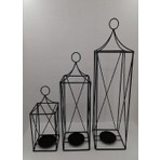 Weblonya Home Decor Dekoratif 3'lü Set Ferforje Kafes Fener Mumluk 5007
