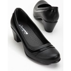 Rugan ve Cilt Hazır Taban Siyah Kadın Günlük Klasik Topuklu Ayakkabı