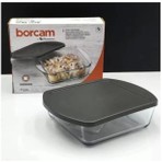 Paşabahçe 59854 Siyah Plastik Kapaklı Borcam Fırın Tepsisi 21X16 cm Isıya Dayanıklı Cam Malzeme