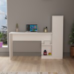 Aymobsan Rita Çalışma Masası Modern Tasarım Beyaz Suntalam Malzemeden Dayanıklı Kitaplık Raf