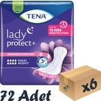 TENA Lady Maxi Night, Kadın Gece Mesane Pedi, 8 Damla, 12'li 6 Paket 72 Adet