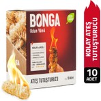 Bonga Şömine Ve Mangal Tutuşturucu 10 Adet 140 gr - Jel Ve Çıra Alternatifi Doğal Odun Yünü