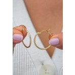 Nereze 925 Ayar Gümüş Gold Kaplama 25 mm Sade Halka Küpe