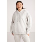 Ethiquet Terezabb Kadın İçi Polarlı Yumuşacık Comfort Fit Kapüşonlu Kanguru Cep Grimelanj Büyük Beden Sweatshirt