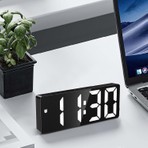 Hymark LED Ekran USB Güç Dijital Aynalı Masa Saati Sıcaklık Alarm Takvim/ADPT