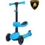 Lamborghini Lisanslı L5 2in1 Katlanabilir Oturaklı Işıklı 3 Tekerlekli Çocuk Scooter Mavi