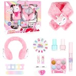Bloomie Kış Temalı Peluş Kulaklıklı ve Atkılı Unicorn Makyaj Güzellik Seti ve Çocuk Makyaj Malzemeleri