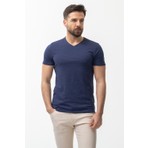 MCR Desenli Lacivert Renk Slim Fit V Yaka Basic Erkek T-Shirt