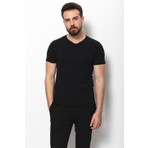 MCR Desenli Siyah Renk Slim Fit V Yaka Basic Erkek T-Shirt