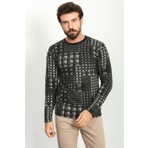 MCR Desenli Haki Rengi Slim Fit Bisiklet Yaka Uzun Kollu Erkek T-Shirt