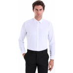 Hatemoğlu Erkek Beyaz Slim Fit Pamuklu Uzun Kollu Gömlek