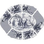 Baci Milano Versailles 7 Parça Melamin Meze Kasesi 60x50 cm Mavi Altıgen Desenli Şık Set