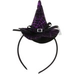 Pandoli Halloween Mor Renk Ağ Desenli Tüllü Kurdeleli Cadı Şapkası Şeklinde Taç