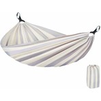 Campesnt Pamuklu Duck Kumaş Kamp Bahçe Hamak Seti 230  x 120  cm  - Antrasit Beyaz Çizgili, Yıkanabilir & Isıya Dayanıklı