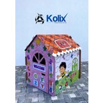 Kolix Büyük Boy XXL Karton Boyama Evi Eğitici ve Öğretici Oyun Çadırı Beyaz Renkli Güvenilir Malzeme