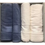 Özdilek Blossom Best Set 70x150 cm Pamuk Hamam Seti İndigo-Krem 4 Parça Ekstra Yumuşak 0836
