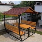 Puhu Ahşap Aksesuar apon Çatı Model Ahşap Kamelya/çardak Piknik Masası (6 Kişilik) Jkç6-96