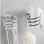 Alper Banyo Siyah Yapışkanlı Güçlü Fön Makinesi Askısı, Spiral Saç Kurutma Makinesi Tutucu, Delmeden Montajlı Banyo Düzenleyici