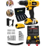 Sturdy 128VF 3700MAH Lion Çift Akülü Darbeli Turbo Şarjlı vidalama  Matkap 27 Parca Setli + Bozulmuş Vida Sökme Setli