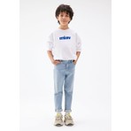 Mavi Miav Baskılı Beyaz Çocuk Sweatshirt 6610031-620