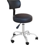 Depolife Ofis Kasiyer Taburesi Metal Ayak Tekerlekli Sırt Dayama Eczane Laboratuvar Büro Çalışma Koltuğu