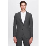 Slim Fit Gri Düz Mono Yaka Çift Yırtmaçlı Astarlı Takim Elbise 4HF05ORT01577