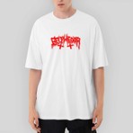 Crows Gate Belphegor Logo Oversize Beyaz Tişört