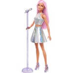 Barbie Pop Yıldızı Model Bebek Mor Renkli Parlak Gümüş Üst ve Yanardöner Etekli Lisanslı Ürün DVF50 JCW42