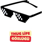 Vekorr Thug Life Güneş Gözlüğü Siyah Parti Piksel Tasarımlı Eğlenceli Gözlük