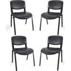 I Office Furniture & Desing Siyah Ofis Büro Bekleme Misafir Form Koltuğu Sandalyesi 4lü 00712