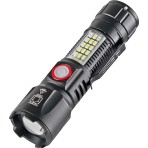 Tarez WS-2828 Ultra USB Şarjlı Polis El Feneri, Bekçi, Asker El Feneri Kırmızı Mavi Çakarlı 1000 Lümen